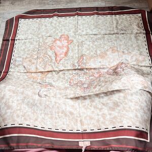 Alviero Martini Prima Classe Geo Map Scarf Italy Silk Vintage Travel Red Silk